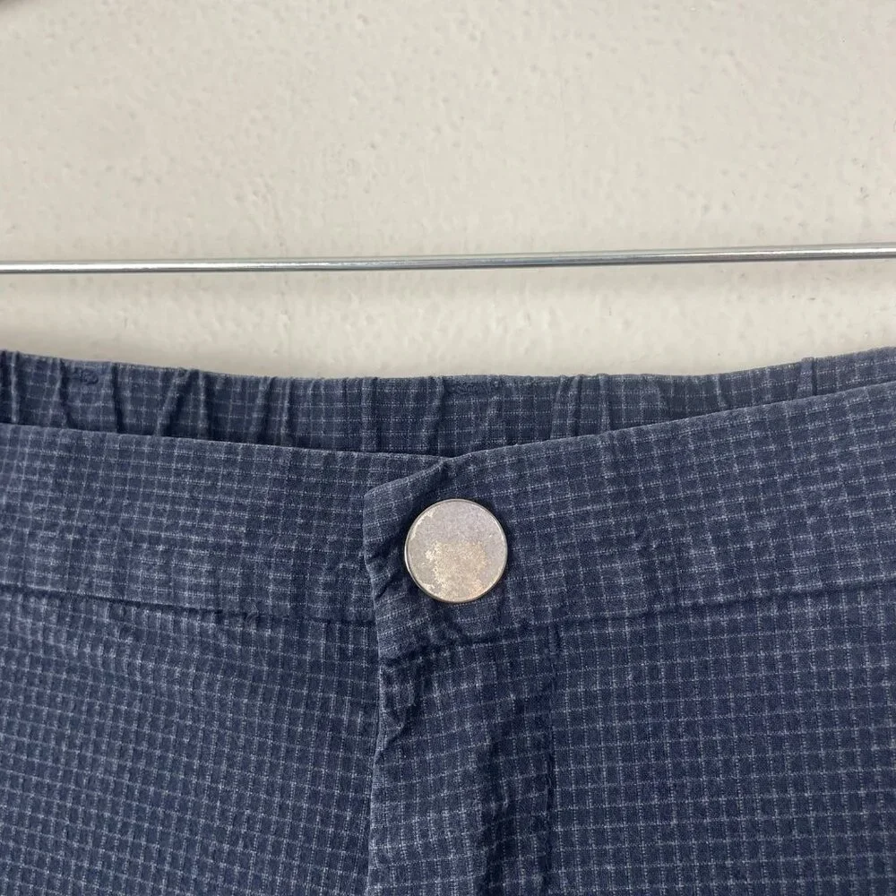 Massimo Dutti Men's 38X28 Cropped Navy Blue Micro Plaid Trouser Pants Careerwear